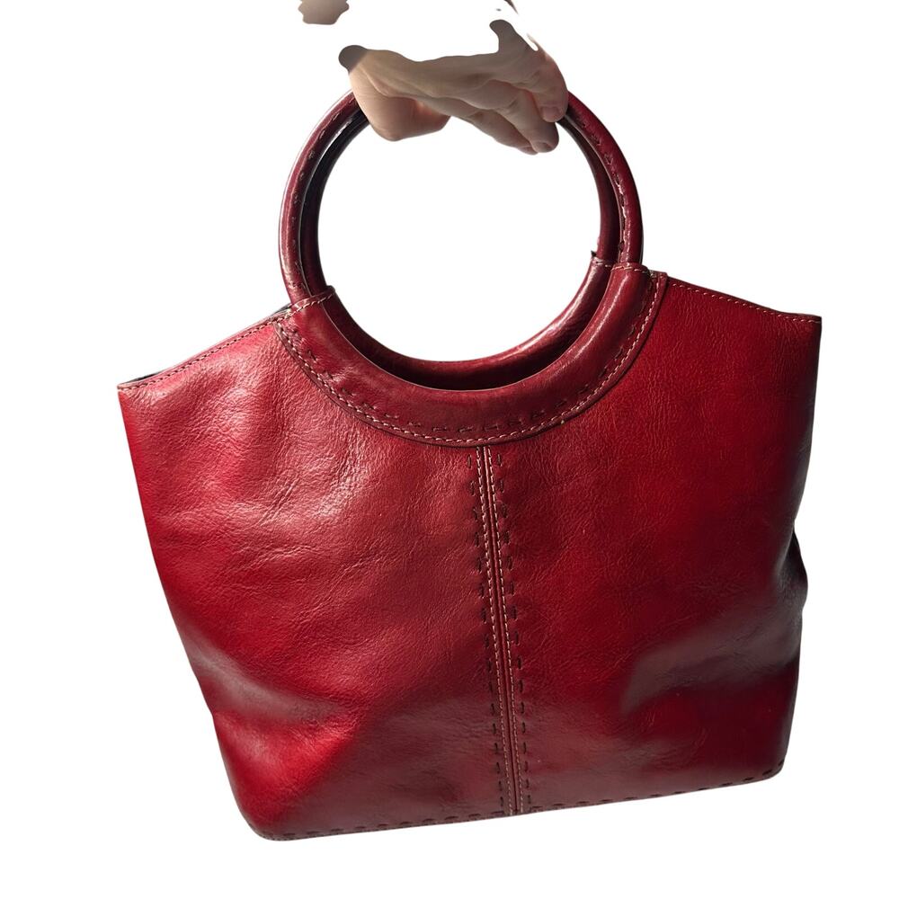 Vintage Y2K Fossil Satchel RED Genuine Leather Round Handles NO Key